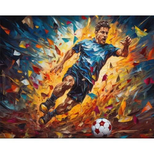 JATOK Malen Nach Zahlen Erwachsene, Paint by Numbers Malen Nach Zahlen, DIY Fußball mit Pinseln und Acrylfarben Handgemalt Ölgemälde Leinwand für Home Decor, Ohne Rahmen (40x50cm/16x20in) von JATOK