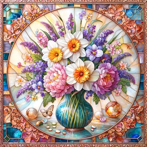 JATOK Malen Nach Zahlen Erwachsene, Paint by Numbers Malen Nach Zahlen, DIY Retro -Blume mit Pinseln und Acrylfarben Handgemalt Ölgemälde Leinwand für Home Decor, Ohne Rahmen 40x40CM/16x16in JATOK Malen Nach Zahlen Erwachsene, Paint by Numbers Malen Nach Zahlen, DIY Retro -Blume mit Pinseln und Acrylfarben Handgemalt Ölgemälde Leinwand für Home Decor, Ohne Rahmen 40x40CM/16x16in von JATOK
