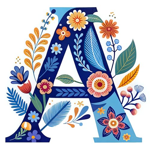JATOK Malen Nach Zahlen Erwachsene - 25x25 cm Color Canvas Alphabet, Personalisiertes DIY Kunstwerk für Anfängerin, Wohnzimmerdekoration (Ohne Rahmen), A von JATOK