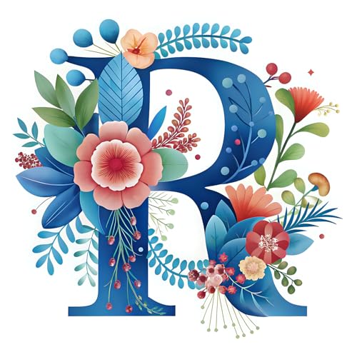 JATOK Malen Nach Zahlen Erwachsene - 25x25 cm Color Canvas Alphabet, Personalisiertes DIY Kunstwerk für Anfängerin, Wohnzimmerdekoration (Ohne Rahmen), R von JATOK