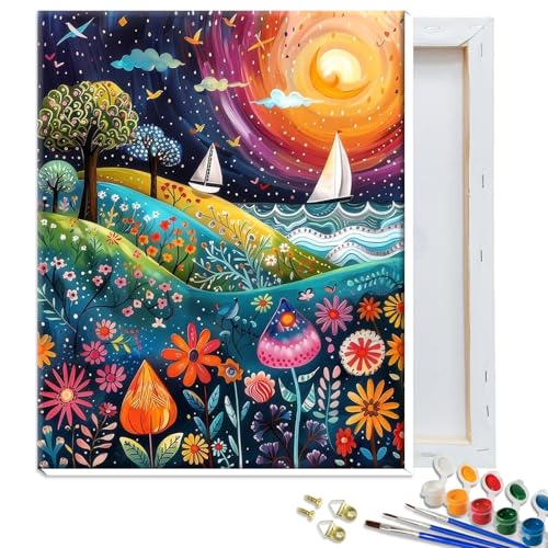 JATOK Malen Nach Zahlen Erwachsene mit Rahmen, Paint by Numbers Malen Nach Zahlen, DIY Landschaft mit Pinseln und Acrylfarben Handgemalt Ölgemälde Leinwand für Home Decor, 30x40CM/12x16in JATOK Malen Nach Zahlen Erwachsene mit Rahmen, Paint by Numbers Malen Nach Zahlen, DIY Landschaft mit Pinseln und Acrylfarben Handgemalt Ölgemälde Leinwand für Home Decor, 30x40CM/12x16in von JATOK