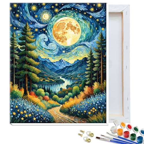 JATOK Malen Nach Zahlen Erwachsene mit Rahmen, Paint by Numbers Malen Nach Zahlen, DIY Landschaft mit Pinseln und Acrylfarben Handgemalt Ölgemälde Leinwand für Home Decor, 30x40CM/12x16in von JATOK
