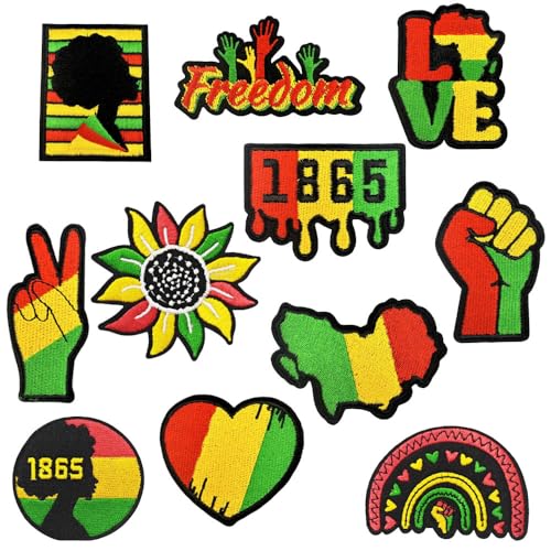 1865 Juneteenth Bestickte Bügelflicken, 11 Packungen Black History Month Dekorative Reparaturflicken Schwarze Mädchen 1865 Afrikanische Karte Faust Up Freedom Design Aufbügeln / Nähen auf Applikation 1865 Juneteenth Bestickte Bügelflicken, 11 Packungen Black History Month Dekorative Reparaturflicken Schwarze Mädchen 1865 Afrikanische Karte Faust Up Freedom Design Aufbügeln / Nähen auf Applikation von JATOMSSM