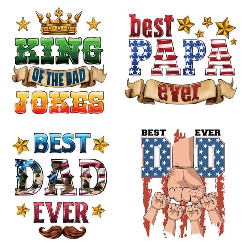 4 Stück Vatertags-Aufnäher zum Aufbügeln mit Aufschrift "Best Dad Ever", Vinyl-Aufkleber, PAPAPA, bereit zum Drücken, Wärmepflaster für Kleidung, waschbar, Bügelapplikationen für T-Shirt, Kissen 4 Stück Vatertags-Aufnäher zum Aufbügeln mit Aufschrift "Best Dad Ever", Vinyl-Aufkleber, PAPAPA, bereit zum Drücken, Wärmepflaster für Kleidung, waschbar, Bügelapplikationen für T-Shirt, Kissen von JATOMSSM