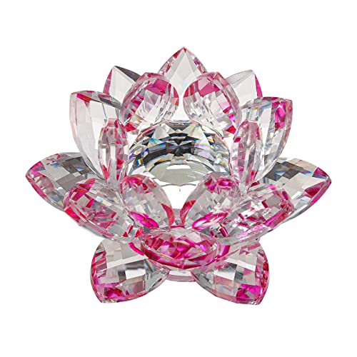 JATYFING Kristall-Lotusblume, 7,6 cm, Fuchsiarierter Akzent, dekorativer Tafelaufsatz, Tisch- und Regaldekoration (Fuchsiared, 7,6 cm) von JATYFING