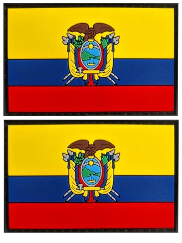 Aufnäher mit Ecuador-Flagge, PVC-Gummi, Klettverschluss, für Hüte, taktische Taschen, Jacken, Kleidung, Team-Militär-Patch, 2 Stück von JAVD