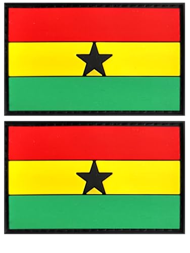 Aufnäher mit Ghana-Flagge, PVC-Gummi, Klettverschluss, für Hüte, taktische Taschen, Jacken, Kleidung, Team-Militär-Patch, 2 Stück Aufnäher mit Ghana-Flagge, PVC-Gummi, Klettverschluss, für Hüte, taktische Taschen, Jacken, Kleidung, Team-Militär-Patch, 2 Stück von JAVD