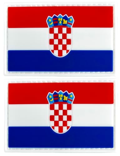Aufnäher mit Kroatien-Flagge, PVC-Gummi, Klettverschluss, für Hüte, taktische Taschen, Jacken, Kleidung, Team-Militär-Patch, 2 Stück von JAVD