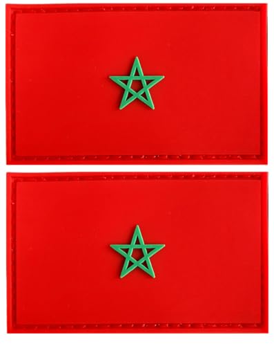 Aufnäher mit Marokko-Flagge, PVC-Gummi, Klettverschluss, für Hüte, taktische Taschen, Jacken, Kleidung, Team-Militär-Patch, 2 Stück von JAVD