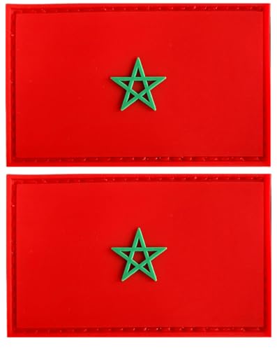 Aufnäher mit Marokko-Flagge, PVC-Gummi, Klettverschluss, für Hüte, taktische Taschen, Jacken, Kleidung, Team-Militär-Patch, 2 Stück Aufnäher mit Marokko-Flagge, PVC-Gummi, Klettverschluss, für Hüte, taktische Taschen, Jacken, Kleidung, Team-Militär-Patch, 2 Stück von JAVD