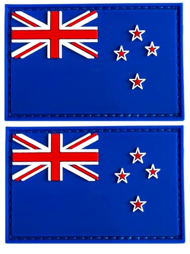 Aufnäher mit Neuseeland-Flagge, PVC-Gummi, Klettverschluss, für Hüte, taktische Taschen, Jacken, Kleidung, Team-Militär-Patch, 2 Stück von JAVD