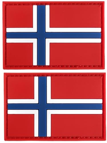 Aufnäher mit Norwegen-Flagge, PVC-Gummi, Klettverschluss, für Hüte, taktische Taschen, Jacken, Kleidung, Team-Militär-Patch, 2 Stück von JAVD