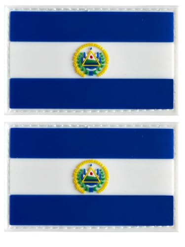 Aufnäher mit Salvador-Flagge, PVC-Gummi, Klettverschluss, für Hüte, taktische Taschen, Jacken, Kleidung, Team-Militär-Patch, 2 Stück Aufnäher mit Salvador-Flagge, PVC-Gummi, Klettverschluss, für Hüte, taktische Taschen, Jacken, Kleidung, Team-Militär-Patch, 2 Stück von JAVD