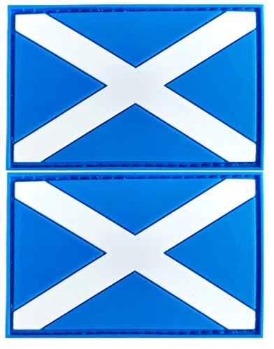 Aufnäher mit Schottland-Flagge, PVC-Gummi, Klettverschluss, für Hüte, taktische Taschen, Jacken, Kleidung, Team-Militär-Patch, 2 Stück von JAVD