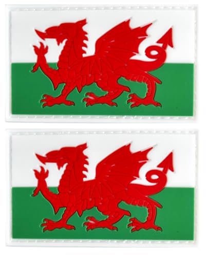 Aufnäher mit walisischer Flagge, PVC-Gummi, Klettverschluss, für Hüte, taktische Taschen, Jacken, Kleidung, Team-Militär-Patch, 2 Stück Aufnäher mit walisischer Flagge, PVC-Gummi, Klettverschluss, für Hüte, taktische Taschen, Jacken, Kleidung, Team-Militär-Patch, 2 Stück von JAVD