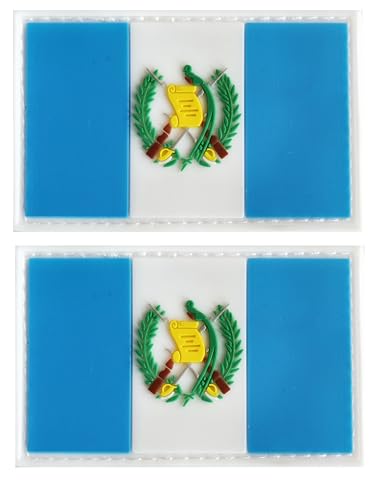 Guatemala-Flaggenaufnäher, Guatemala, PVC-Gummi, Klettverschluss, für Hüte, taktische Taschen, Jacken, Kleidung, Team-Militär-Patches (2 Stück) von JAVD