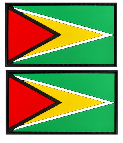 Guyana-Flagge, Aufnäher, Guyana, PVC-Gummi, Klettverschluss, für Hüte, taktische Taschen, Jacken, Kleidung, Team-Militär-Patch, 2 Stück von JAVD
