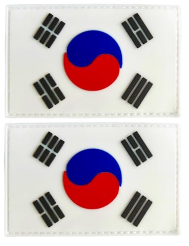 Korea-Flaggen-Patch, Korea, PVC-Gummi, Klettverschluss, für Hüte, taktische Taschen, Jacken, Kleidung, Team-Militär-Patch, 2 Stück Korea-Flaggen-Patch, Korea, PVC-Gummi, Klettverschluss, für Hüte, taktische Taschen, Jacken, Kleidung, Team-Militär-Patch, 2 Stück von JAVD