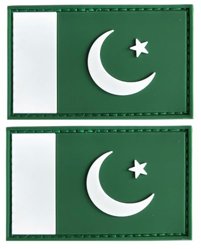 Pakistan-Flagge, Pakistan-Patch, PVC-Gummi, Klettverschluss, für Hüte, taktische Taschen, Jacken, Kleidung, Team-Militär-Patch, 2 Stück von JAVD