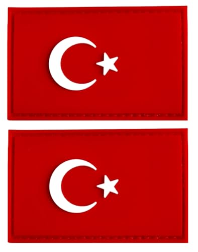 Türkiye-Flagge, PVC-Gummi, Klettverschluss, für Hüte, taktische Taschen, Jacken, Kleidung, Team-Militär-Patch, 2 Stück von JAVD