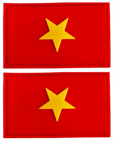 Vietnam-Flaggen-Patch, Vietnam, PVC-Gummi, Klettverschluss, für Hüte, taktische Taschen, Jacken, Kleidung, Team-Militär-Patches (2 Stück) von JAVD