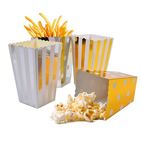 Javouka 20 x Popcorn Tats Papiertüten Popcorn Tats für Party Snacks Candy Popcorn und Geschenk Taschen - Gold + Silber von JAVOUKA