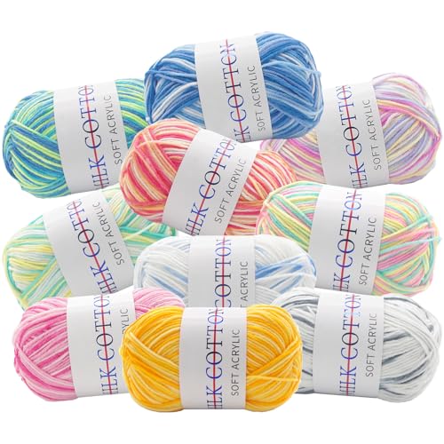 10 Stück Bunt Handstrickgarn, Strickgarn aus Baumwolle, Creme Handstrickgarne, Wolle Zum Häkeln und Stricken, Mehrfarbig Passend, Kann für Pullover, Schals, Puppen DIY Verwendet Werden 10 Stück Bunt Handstrickgarn, Strickgarn aus Baumwolle, Creme Handstrickgarne, Wolle Zum Häkeln und Stricken, Mehrfarbig Passend, Kann für Pullover, Schals, Puppen DIY Verwendet Werden von JAWAI