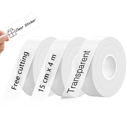 3 Stück Etikettenband Selbstklebend, Selbstklebend Thermo-Etiketten Papier, Drucken Sie Barcode, Thermo Etikettenband, Geeignet für den Druck auf kleinen Druckern und Notizen, 15mm x 4m(Transparent) 3 Stück Etikettenband Selbstklebend, Selbstklebend Thermo-Etiketten Papier, Drucken Sie Barcode, Thermo Etikettenband, Geeignet für den Druck auf kleinen Druckern und Notizen, 15mm x 4m(Transparent) von JAWAI