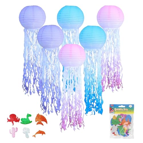 6 Stück Quallen Papierlaternen, Deko Quallen Laterne, Quallen Laternen, Quallen Papierlaternen für Kindergeburtstag, Hängedekoration Papier Lampions, Ideal für Partys, Warteschlangen, Dekorationen 6 Stück Quallen Papierlaternen, Deko Quallen Laterne, Quallen Laternen, Quallen Papierlaternen für Kindergeburtstag, Hängedekoration Papier Lampions, Ideal für Partys, Warteschlangen, Dekorationen von JAWAI