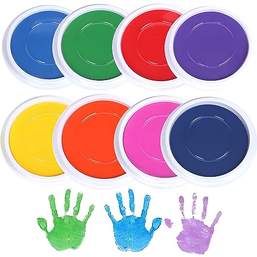 JAWAI Stempelkissen, 8 Farben Ink Pad, Stempelkissen Fingerabdruck, Stempelkissen Bunt, Fingerstempel, Verwendung für Fingermalerei, Scrapbooking, DIY-Stempelkarten, Geschenke für Kinder von JAWAI