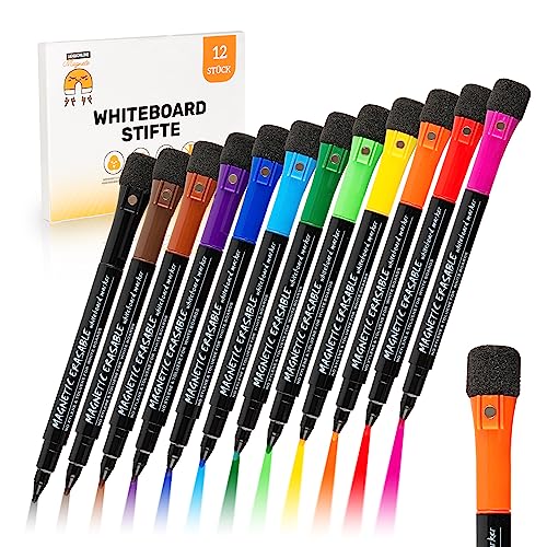 JAWA Whiteboard Marker - 12 Stück Whiteboard Stifte abwischbar - Magnetische Tafelstifte mit Schwamm - Premium White Board Marker Pens - Praktische Whiteboardmarker in verschiedenen Farben JAWA Whiteboard Marker - 12 Stück Whiteboard Stifte abwischbar - Magnetische Tafelstifte mit Schwamm - Premium White Board Marker Pens - Praktische Whiteboardmarker in verschiedenen Farben von JAWAonline