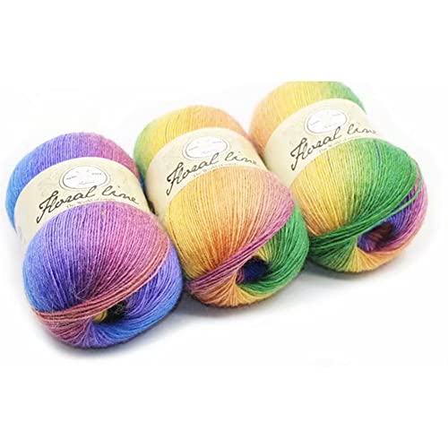 1 Roll Baumwollgarn Farbverlauf, Wolle Farbverlauf Zum Häkeln, 100g Multicolor Strickwolle Häkelwolle, 400m Bunt Baumwolle Garn zum Häkeln von Socken, Mützen, Schals, Pullovern von JAWSEU