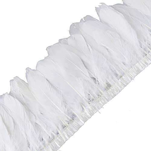 JAWSEU Federband 2M Federn Fringe Trim Gänsefeder Streifen Trim Federn Borte, Fringe Party Fancy Dress, Plüsch Feder für Mode Kleid Nähen Handwerk Weihnachten Kostüme Dekoration von JAWSEU