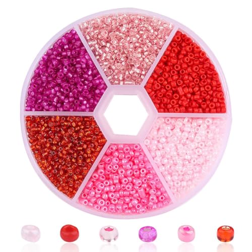 Glas Perlen Bunte, Perlen zum Auffädeln Kunstperle Runde Glasperlen Perlen Gemischt Bastelperlen Bunte Glasperlen Rund Bastelperlen Runde Beads Gemischte für Armbänder DIY Schmuck Set von JAWSEU