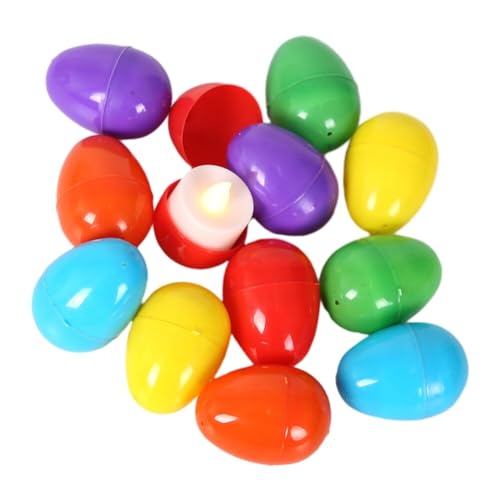 JAWSEU 12 Stück Eier Lichter Ostern, Eier Ostereier Led Teelichter LEDs Ostereier Osterdeko Eier Lichter LED Osterlichterkette, Eiförmige Dekor Lichter Für Ostern Ostern Lichter Batterie Betrieben von JAWSEU