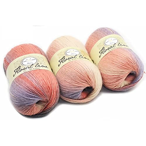 1 Roll Baumwollgarn Farbverlauf, Wolle Farbverlauf Zum Häkeln, 100g Multicolor Strickwolle Häkelwolle, 400m Bunt Baumwolle Garn zum Häkeln von Socken, Mützen, Schals, Pullovern von JAWSEU