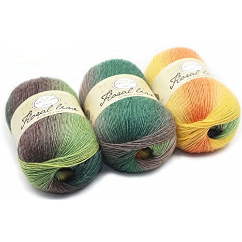 1 Roll Baumwollgarn Farbverlauf, Wolle Farbverlauf Zum Häkeln, 100g Multicolor Strickwolle Häkelwolle, 400m Bunt Baumwolle Garn zum Häkeln von Socken, Mützen, Schals, Pullovern von JAWSEU