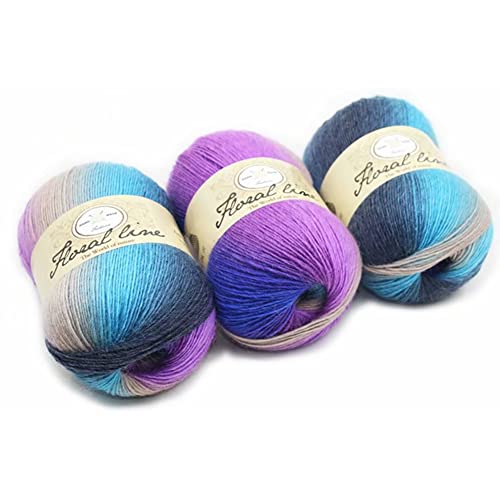 1 Roll Baumwollgarn Farbverlauf, Wolle Farbverlauf Zum Häkeln, 100g Multicolor Strickwolle Häkelwolle, 400m Bunt Baumwolle Garn zum Häkeln von Socken, Mützen, Schals, Pullovern von JAWSEU