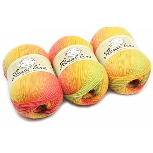 1 Roll Baumwollgarn Farbverlauf, Wolle Farbverlauf Zum Häkeln, 100g Multicolor Strickwolle Häkelwolle, 400m Bunt Baumwolle Garn zum Häkeln von Socken, Mützen, Schals, Pullovern von JAWSEU