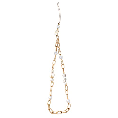 JAWSEU Handy-Anhänger, Gold Kette Perlen Handy-Lanyard Handyanhänger, Perlen-Handyband, Perlenkette Handy Charm Handy Halskette Handy Schmuck Anhänger Kette für Frauen JAWSEU Handy-Anhänger, Gold Kette Perlen Handy-Lanyard Handyanhänger, Perlen-Handyband, Perlenkette Handy Charm Handy Halskette Handy Schmuck Anhänger Kette für Frauen von JAWSEU