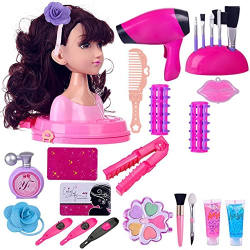 JAWSEU Schminke Puppenkopf, Frisierkopf Kinder Schminkkopf Schminkpuppe Kinder Mit Haartrockner, Styling Head, Styling Kopf Rollenspiele für Mädchen JAWSEU Schminke Puppenkopf, Frisierkopf Kinder Schminkkopf Schminkpuppe Kinder Mit Haartrockner, Styling Head, Styling Kopf Rollenspiele für Mädchen von JAWSEU