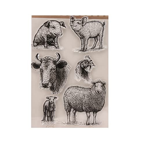 JAWSEU Silikonstempel Clear Stamps, Tiere Klare Stempel Schwein/Schaf/Pferd/Katze Siegel Transparenter Stamps für Kartenherstellung und DIY Scrapbooking Dekor JAWSEU Silikonstempel Clear Stamps, Tiere Klare Stempel Schwein/Schaf/Pferd/Katze Siegel Transparenter Stamps für Kartenherstellung und DIY Scrapbooking Dekor von JAWSEU