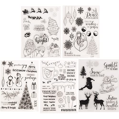 JAWSEU Weihnachten Silikonstempel, 5 Blätter Weihnachtsstempel, Clear Stempel Weihnachten Klare Stamps Silikon, Stempelset Winter Für DIY Album Kartenherstellung Scrapbooking Dekoration JAWSEU Weihnachten Silikonstempel, 5 Blätter Weihnachtsstempel, Clear Stempel Weihnachten Klare Stamps Silikon, Stempelset Winter Für DIY Album Kartenherstellung Scrapbooking Dekoration von JAWSEU