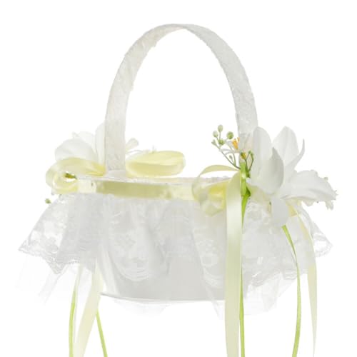 weißer Spitze Blumenkorb Blumenmädchen Korb Hochzeitskorb Braut Blumenkorb Satin Blumenkörbe Vintage Weiß Hochzeit Körbe Handheld Blumenkinderkörbchen Hochzeit Dekor Geschenkkorb für Hochzeit weißer Spitze Blumenkorb Blumenmädchen Korb Hochzeitskorb Braut Blumenkorb Satin Blumenkörbe Vintage Weiß Hochzeit Körbe Handheld Blumenkinderkörbchen Hochzeit Dekor Geschenkkorb für Hochzeit von JAWSEU