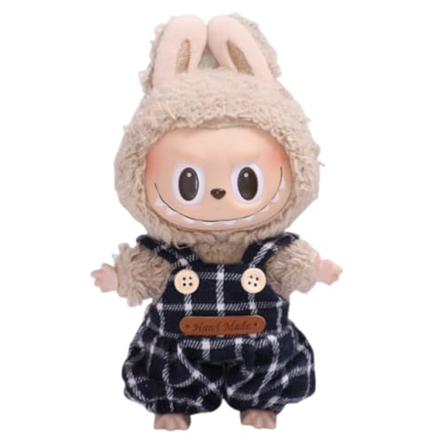 JAWUZ 17 cm große Kleidung für Puppe,Karierte Overalls für 17 cm Labubu große Puppe, Jungen und Mädchen (Puppe) von JAWUZ