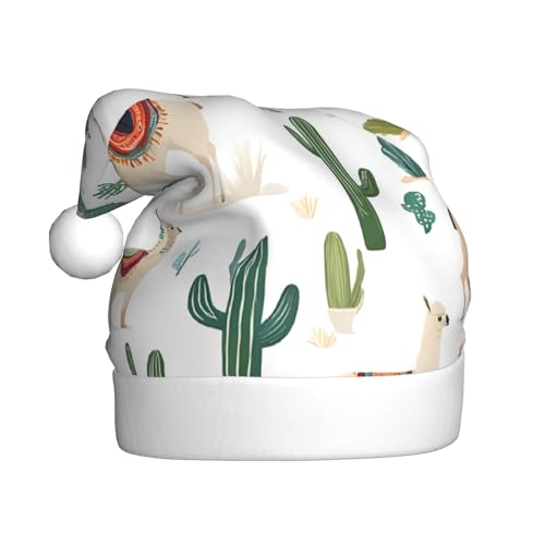 JAYWIS Alpaka-Lama-Druck für Erwachsene, Plüsch-Weihnachtsmütze, Weihnachtsmann-Stil, Bommel, warm, weich, Feiertags-Kopfbedeckung für Partys, Weihnachtsfeiern JAYWIS Alpaka-Lama-Druck für Erwachsene, Plüsch-Weihnachtsmütze, Weihnachtsmann-Stil, Bommel, warm, weich, Feiertags-Kopfbedeckung für Partys, Weihnachtsfeiern von JAYWIS