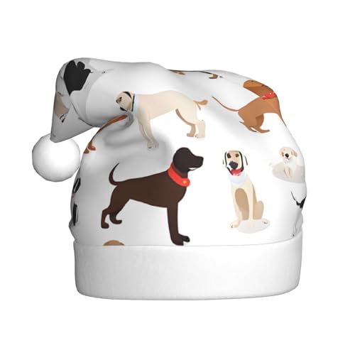 JAYWIS Beagle-Hund – Druck für Erwachsene, Plüsch-Weihnachtsmütze, Weihnachtsmann-Stil, Bommel, warm, weich, Feiertags-Kopfbedeckung für Partys, Weihnachtsfeiern JAYWIS Beagle-Hund – Druck für Erwachsene, Plüsch-Weihnachtsmütze, Weihnachtsmann-Stil, Bommel, warm, weich, Feiertags-Kopfbedeckung für Partys, Weihnachtsfeiern von JAYWIS
