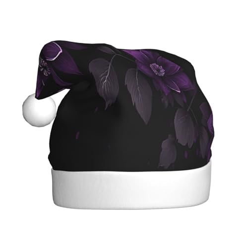 JAYWIS Blumen-Druck für Erwachsene, Plüsch-Weihnachtsmütze, Weihnachtsmann-Stil, Bommel, warm, weich, Feiertags-Kopfbedeckung für Partys, Weihnachtsfeiern. JAYWIS Blumen-Druck für Erwachsene, Plüsch-Weihnachtsmütze, Weihnachtsmann-Stil, Bommel, warm, weich, Feiertags-Kopfbedeckung für Partys, Weihnachtsfeiern. von JAYWIS