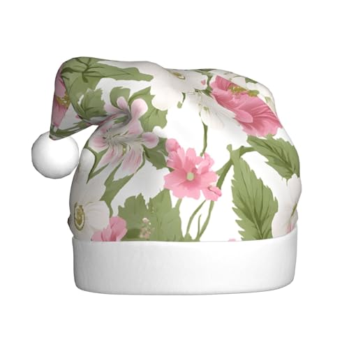 JAYWIS Blumen-Druck für Erwachsene, Plüsch-Weihnachtsmütze, Weihnachtsmann-Stil, Bommel, warm, weich, Feiertags-Kopfbedeckung für Partys, Weihnachtsfeiern. JAYWIS Blumen-Druck für Erwachsene, Plüsch-Weihnachtsmütze, Weihnachtsmann-Stil, Bommel, warm, weich, Feiertags-Kopfbedeckung für Partys, Weihnachtsfeiern. von JAYWIS