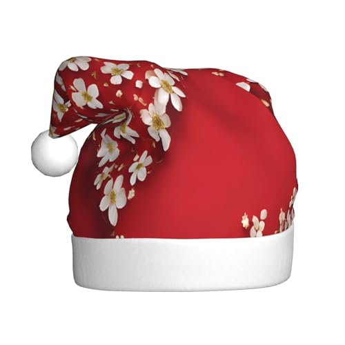 JAYWIS Blumendruck Erwachsene Plüsch Weihnachtsmütze Santa Stil Pom Pom Warm Weich Urlaub Kopfbedeckung für Partys Weihnachten Feier von JAYWIS